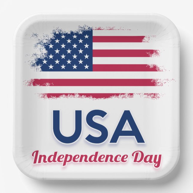 Assiettes En Carton Drapeau américain (Recto)