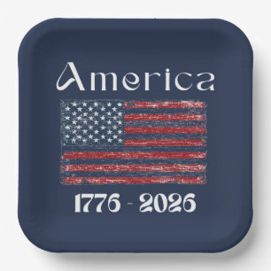 Assiettes En Carton Drapeau américain 1776 à 2026 États-Unis 250e anni