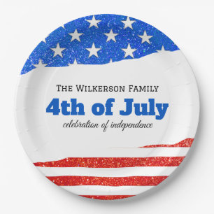 Assiettes En Carton Drapeau américain de Parties scintillant du 4 juil