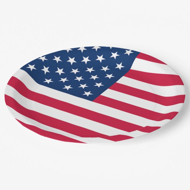 Assiettes En Carton Drapeau américain - États-Unis d'Amérique - Patrio (Angle)