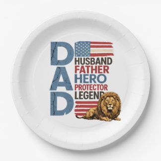 Assiettes En Carton Drapeau américain Papa Lion Patriotique