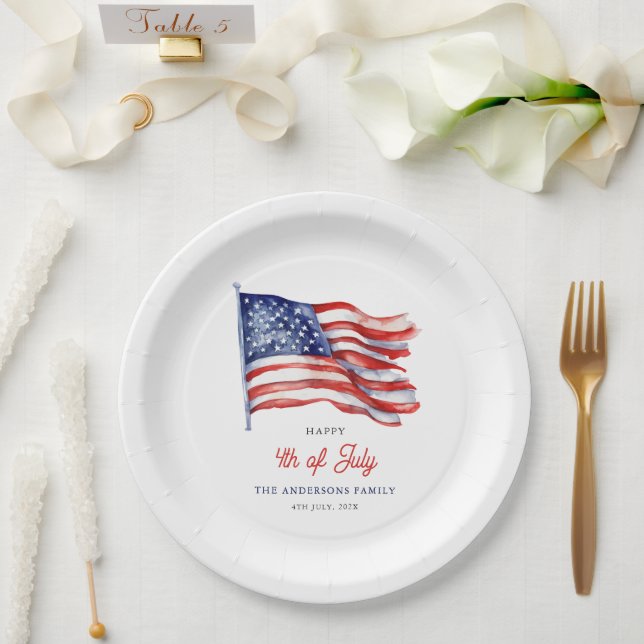 Assiettes En Carton Drapeau américain patriotique 4 juillet Affiche de (Mariage)