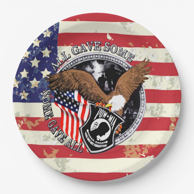 Assiettes En Carton Drapeau américain patriotique Aigle USA (Devant)