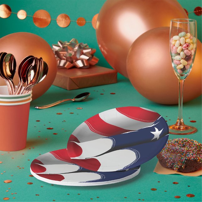 Assiettes En Carton Drapeau américain patriotique Design étoiles et ra (Créateur téléchargé)