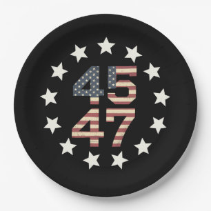 Assiettes En Carton Drapeau américain vintage Trump 45 47 étoiles USA