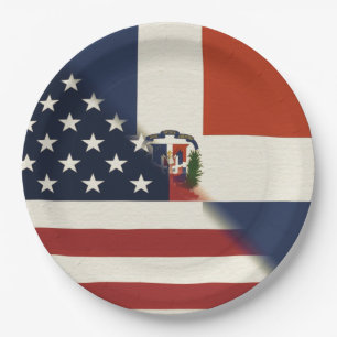 Assiettes En Carton Drapeau Amérique République Dominicaine US D.R.