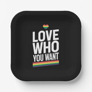 Assiettes En Carton Drapeau arc-en-ciel de la fierté gay LGBTQ Amour q