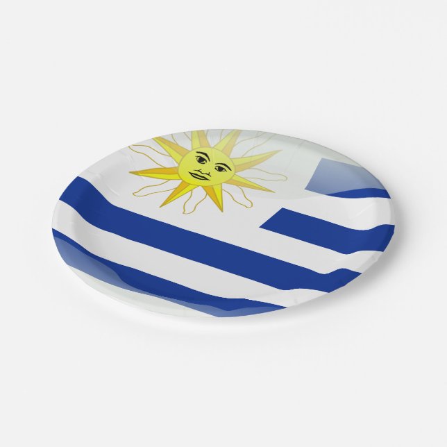 Assiettes En Carton Drapeau brillant de l'Uruguay (Angle)