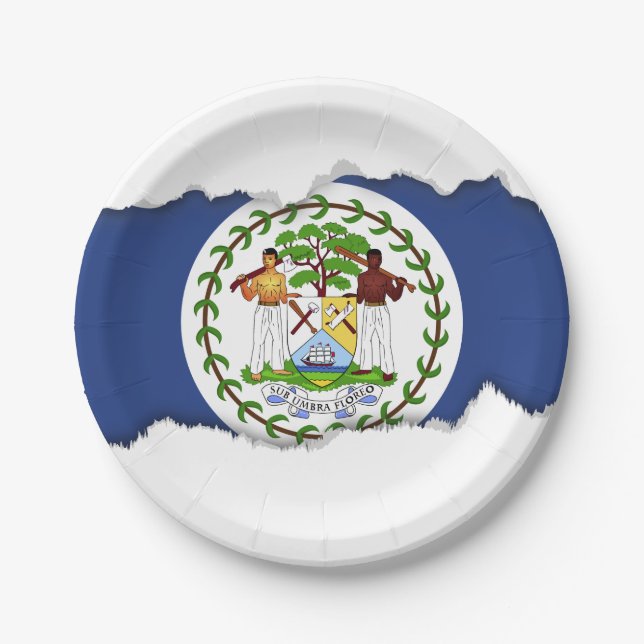 Assiettes En Carton Drapeau classique de Belize (Devant)