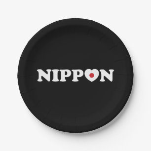 Assiettes En Carton Drapeau Coeur d'amour Nippon