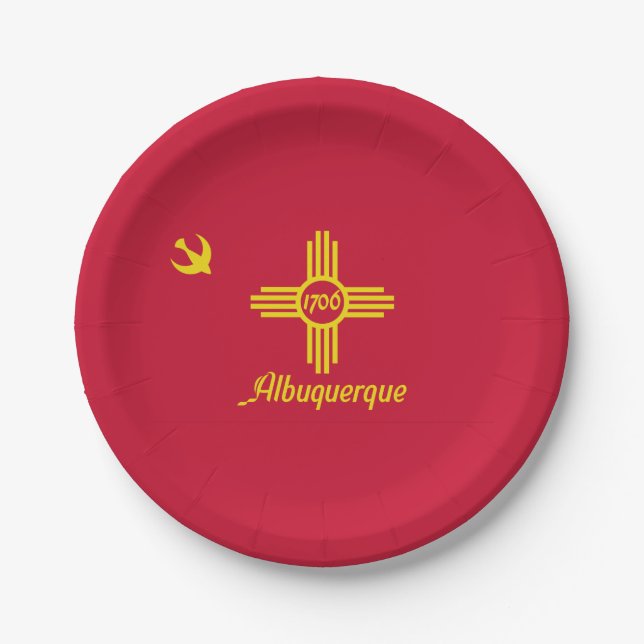 Assiettes En Carton Drapeau d'Albuquerque, Nouveau-Mexique Plaques de  (Devant)