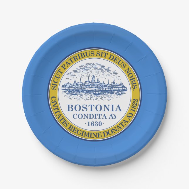 Assiettes En Carton Drapeau de Boston, Massachusetts Plaque Papier (Devant)
