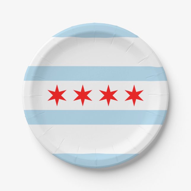 Assiettes En Carton Drapeau de Chicago, l'Illinois (Devant)