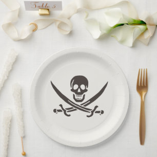 Assiettes En Carton Drapeau de crâne obsidien Drapeau de pirate Calico