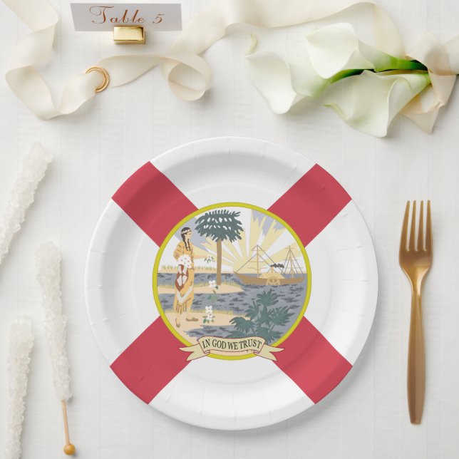 Assiettes En Carton Drapeau de Floride : L'état de soleil des Floridie (Mariage)