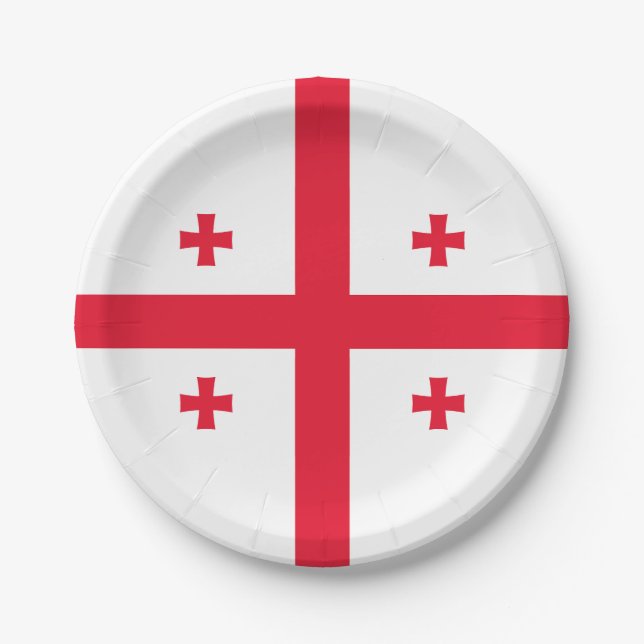Assiettes En Carton Drapeau de Géorgie (Devant)