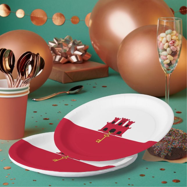 Assiettes En Carton Drapeau de Gibraltar (Multi)