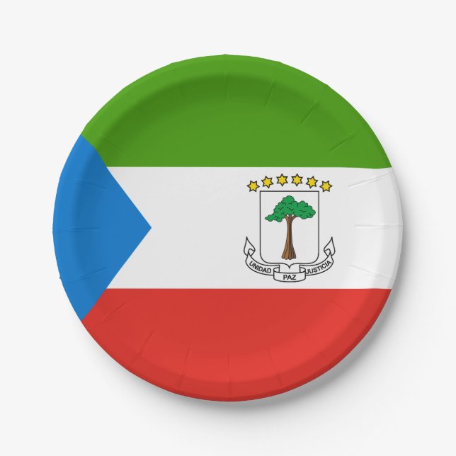 Assiettes En Carton Drapeau de Guinée équatoriale (Devant)