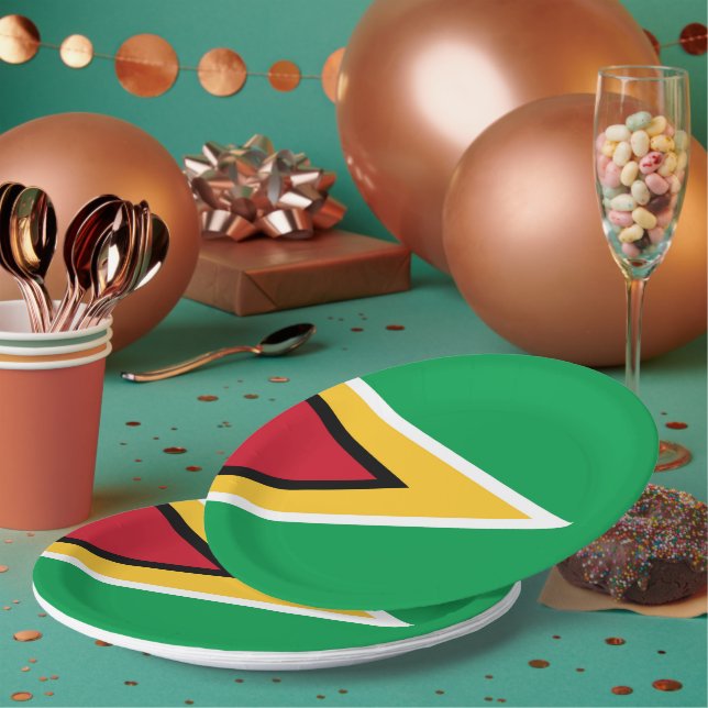Assiettes En Carton Drapeau de Guyana (Multi)