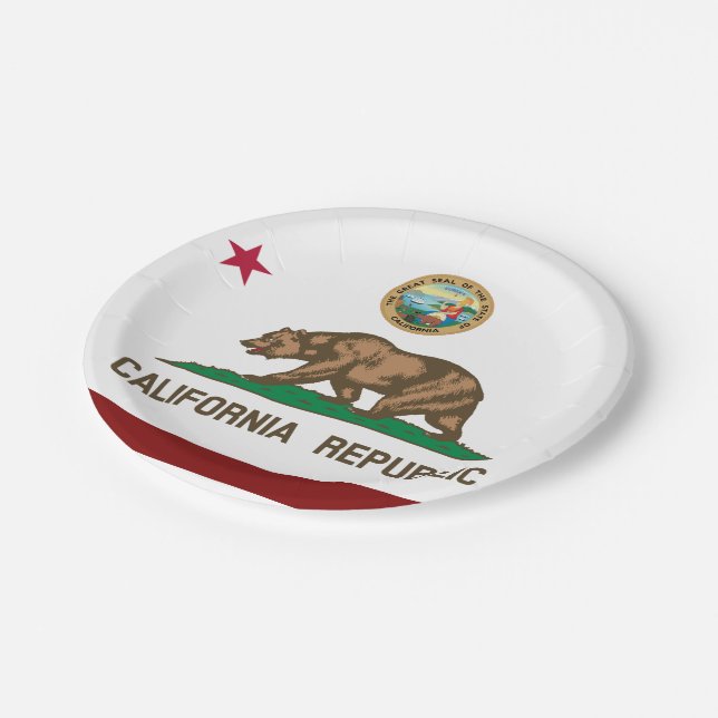 Assiettes En Carton Drapeau de la Californie (Angle)