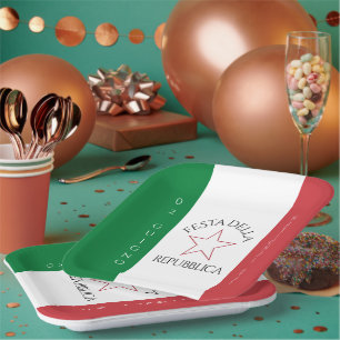 Assiettes En Carton Drapeau de la Festa della Repubblica