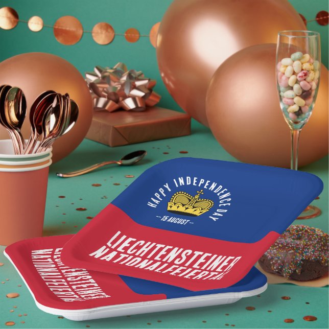 Assiettes En Carton Drapeau de la fête nationale du Liechtenstein (Multi)
