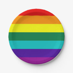 Assiettes En Carton Drapeau de la Fierté arc-en-ciel 7 bandes