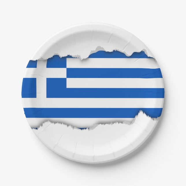 Assiettes En Carton Drapeau de la Grèce (Devant)