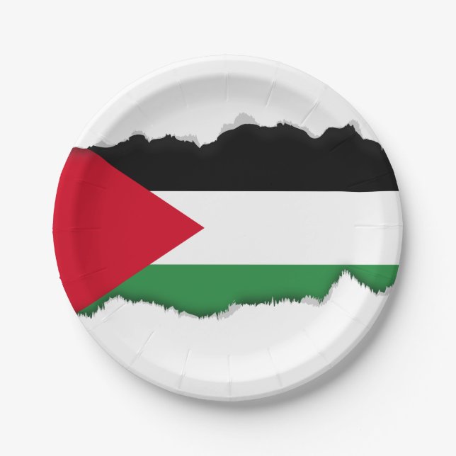 Assiettes En Carton Drapeau de la Palestine (Devant)