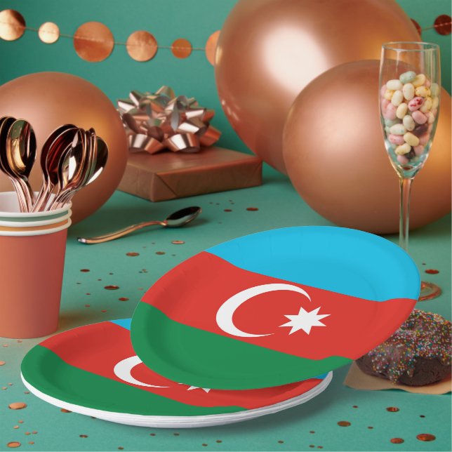 Assiettes En Carton Drapeau de l'Azerbaïdjan (Multi)