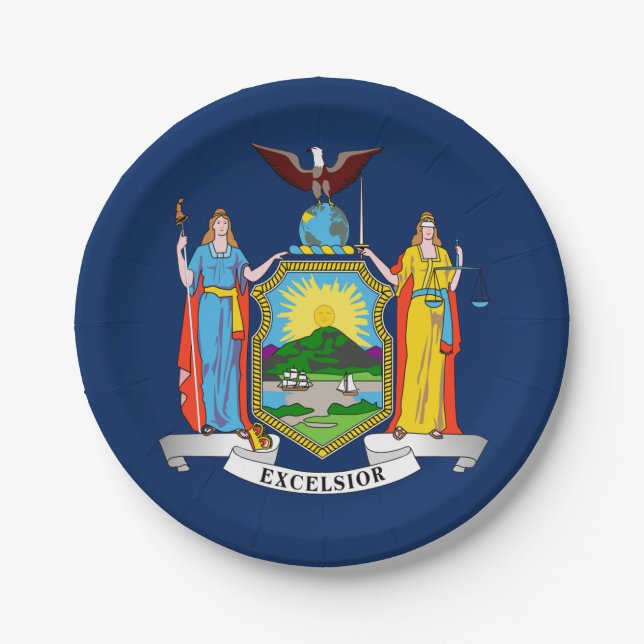 Assiettes En Carton Drapeau de l'État de New York (Devant)