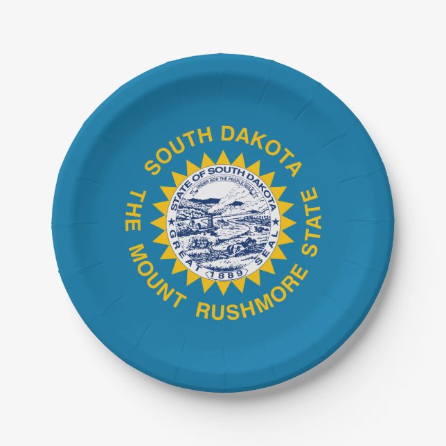 Assiettes En Carton Drapeau de l'État du Dakota du Sud (Devant)