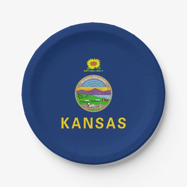 Assiettes En Carton Drapeau de l'État du Kansas (Devant)
