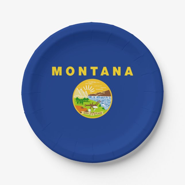 Assiettes En Carton Drapeau de l'État du Montana (Devant)