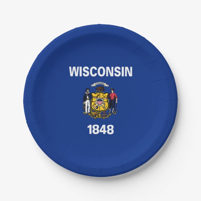 Assiettes En Carton Drapeau de l'État du Wisconsin (Devant)