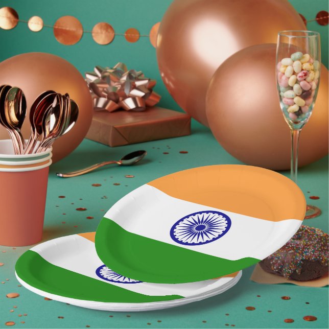 Assiettes En Carton Drapeau de l'Inde (Multi)