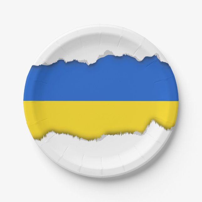 Assiettes En Carton Drapeau de l'Ukraine (Devant)