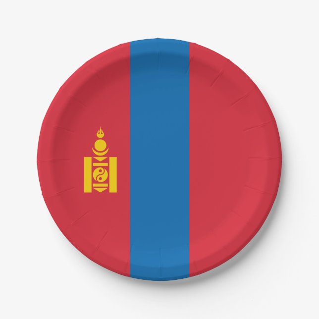 Assiettes En Carton Drapeau de Mongolie (Devant)