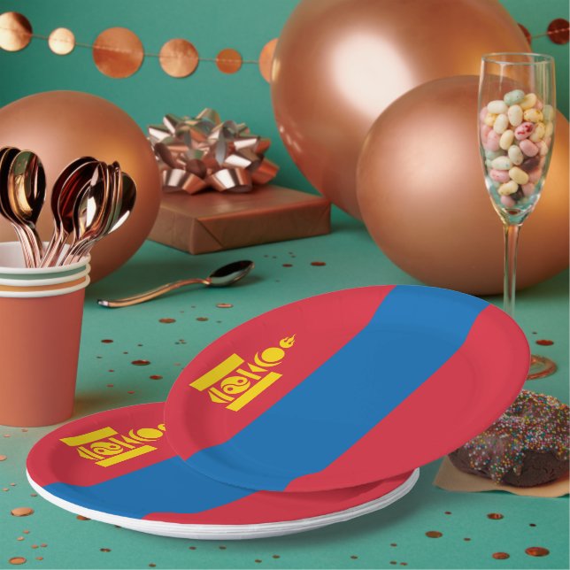 Assiettes En Carton Drapeau de Mongolie (Multi)