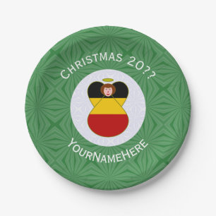 Assiettes En Carton Drapeau de Noël d'ange allemand personnalisé