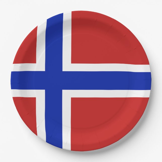 Assiettes En Carton Drapeau de Norvège Scandinave (Devant)