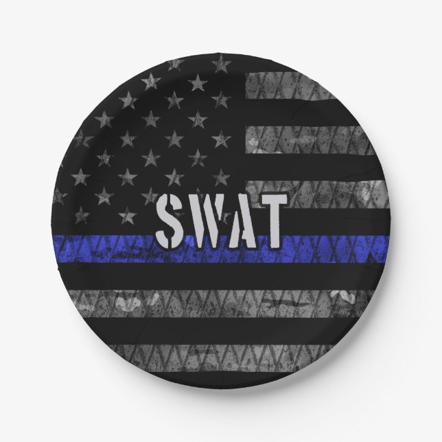 Assiettes En Carton Drapeau de police SWAT en état de détresse (Devant)