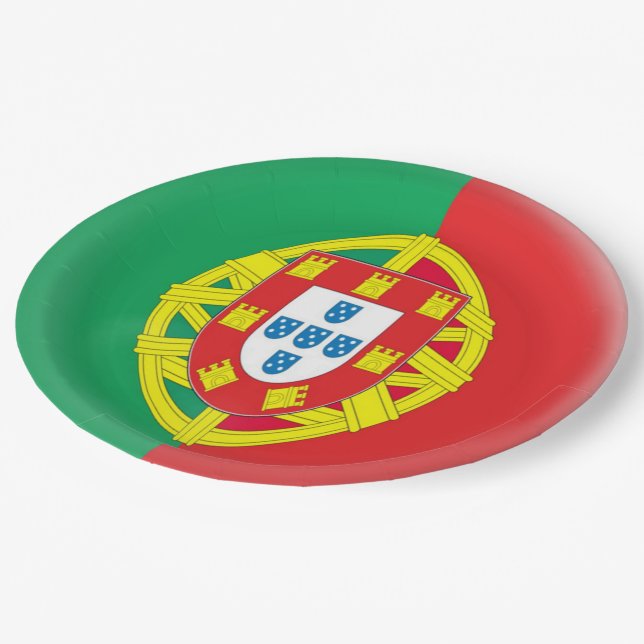 Assiettes En Carton Drapeau de Portugais du Portugal (Angle)