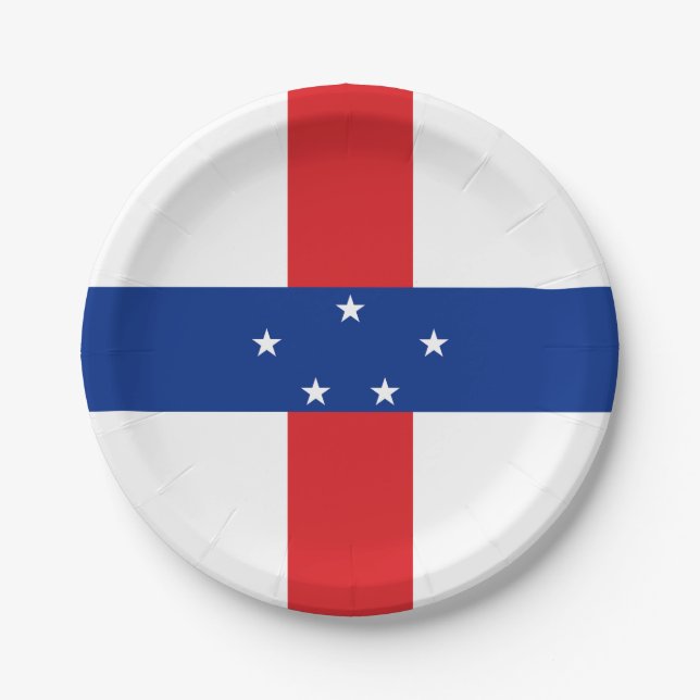 Assiettes En Carton Drapeau des Antilles néerlandaises (Devant)