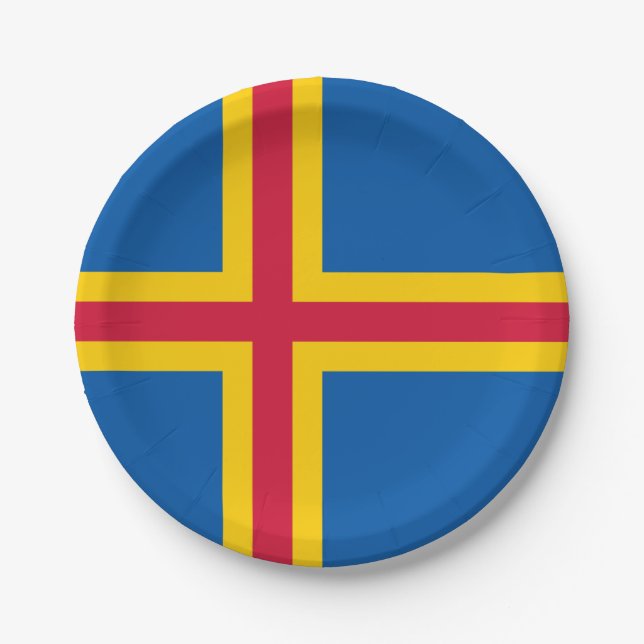 Assiettes En Carton Drapeau des îles Åland patriotiques (Devant)