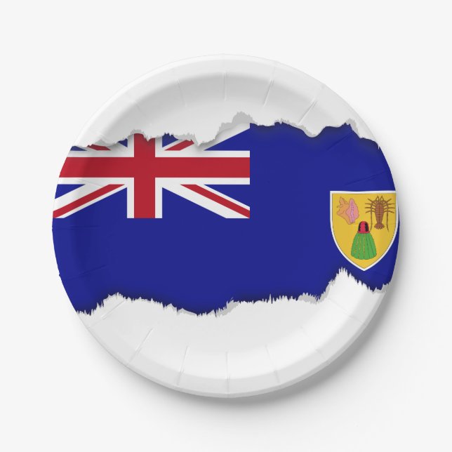 Assiettes En Carton Drapeau des îles Turques et Caïques (Devant)