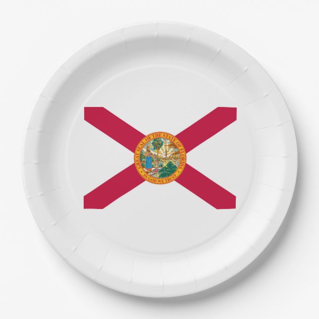 Assiettes En Carton Drapeau d'État de Floride (Devant)