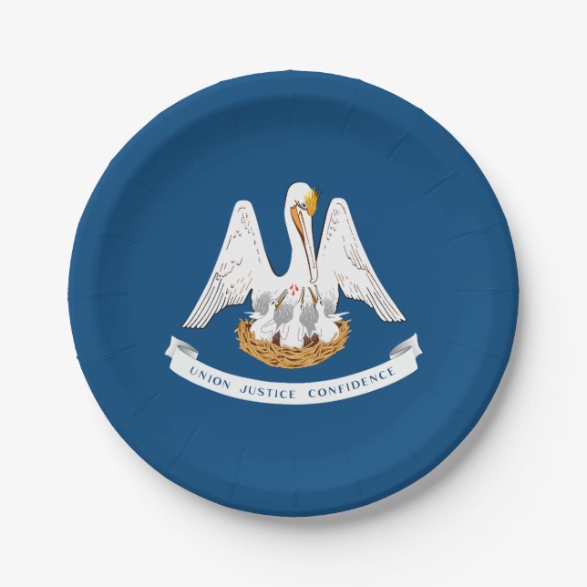 Assiettes En Carton Drapeau d'État de Louisiane (Devant)