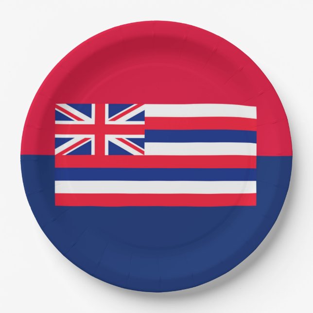 Assiettes En Carton Drapeau d'État d'Hawaii (Devant)