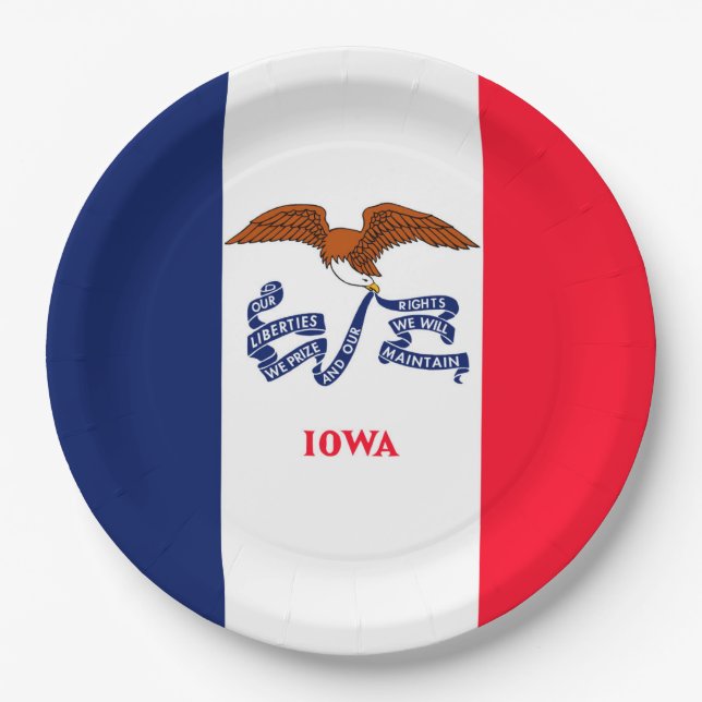 Assiettes En Carton Drapeau d'État Iowa (Devant)